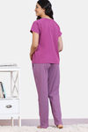 Zivame Desi Drama Knit Cotton Pyjama Set - Begonia Pink — thumbnail 4